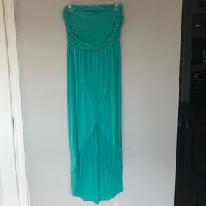 Mint Green High Low Strapless Casual Dress